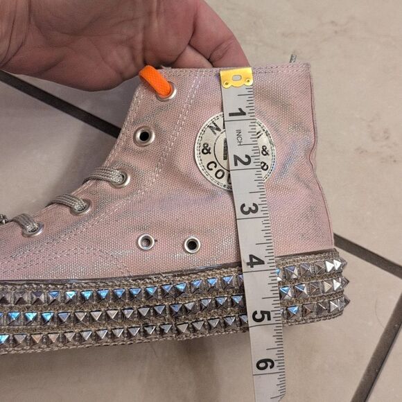 NEW Nan-Ku Free People High Top Sneaker Rhinestone Studded Mauve Size 9-9.5 - Picture 11 of 14